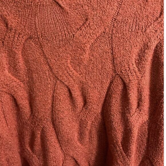 Cambridge Dry Goods Burnt Orange Cable Knit Cowl Neck Sweater Womens SZ XL - Picture 8 of 10